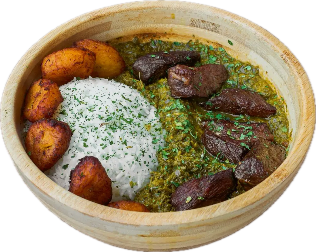 BOWL PONDU BOEUF - riz, feuille de manioc, plantain - Afro Bowl restaurant Africain Bruxelles